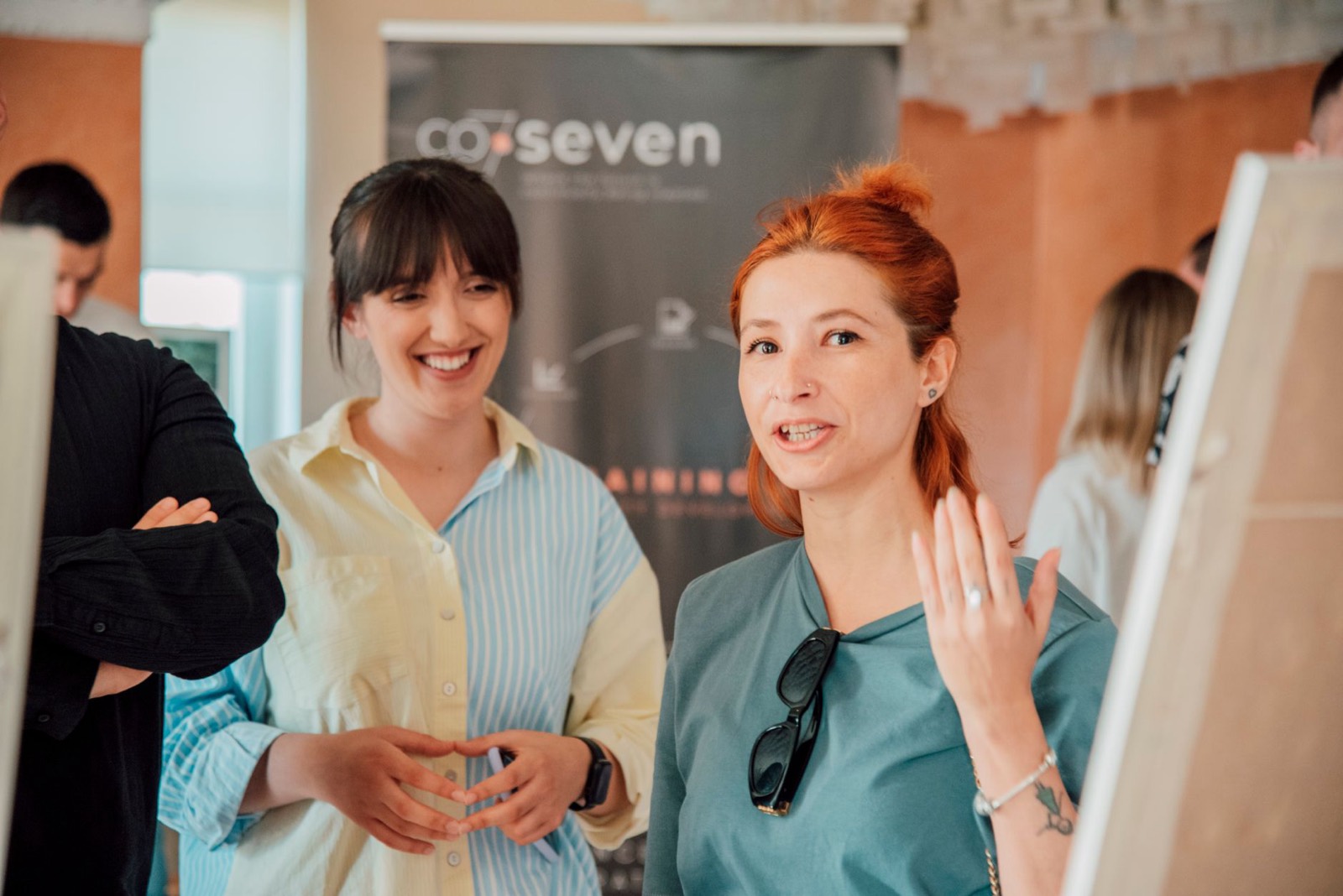 People introducing themselves and chatting at a networking event